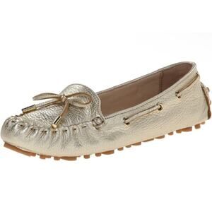 Cole Haan Grand.OS Cary Women's 8.5AA Metallic Gold Bow Driving Loafer